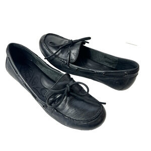 Born Crown Womens Sz EU 39 US 8 Leather Flats Comfort Casual Black Moccasin Shoe